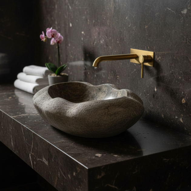 Organic Silver Travertine Stone Sink